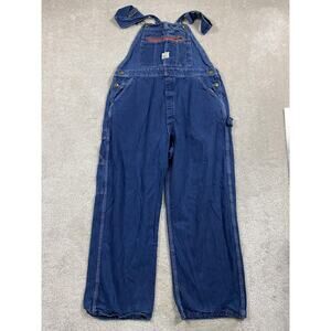VTG Pointer Brand Overalls Mens Large Blue Denim Bib Workwear Carpenter Pockets